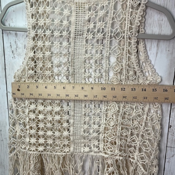 It's Our Time Ivory Crochet Vest with Fringe size XS - Picture 8 of 9